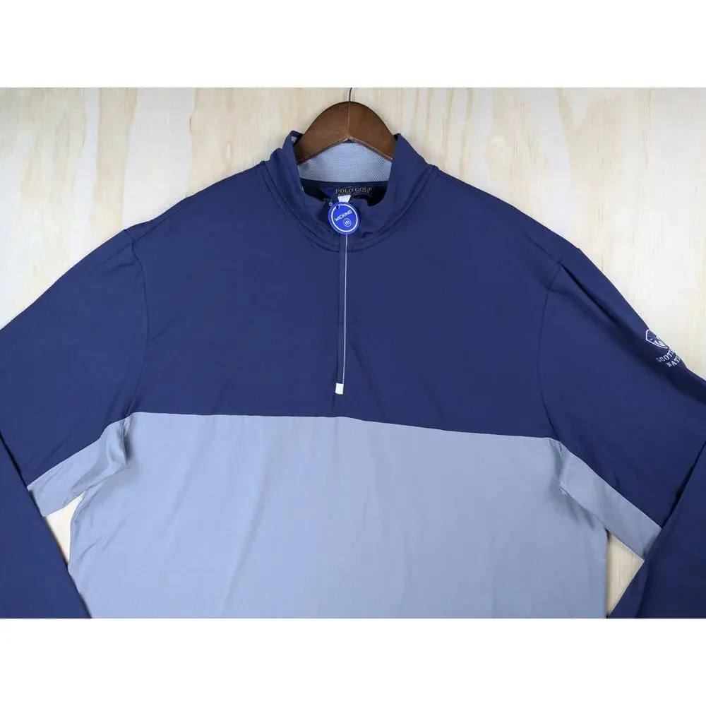Polo Golf Men's XXL Scottsdale National 1/4 Zip Pullover Navy Grey Wicking